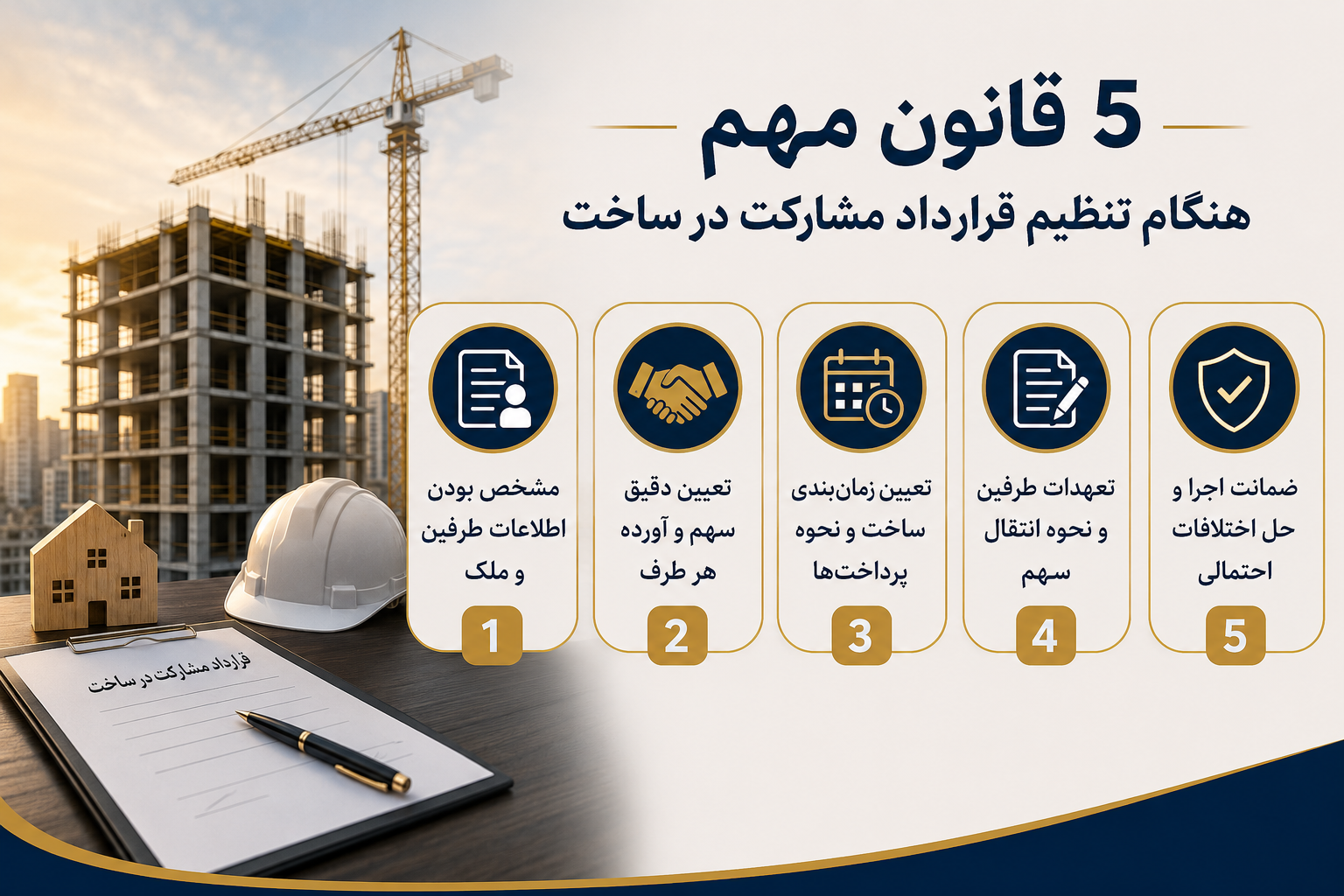 5 قانون مهم هنگام تنظیم قرارداد مشارکت در ساخت