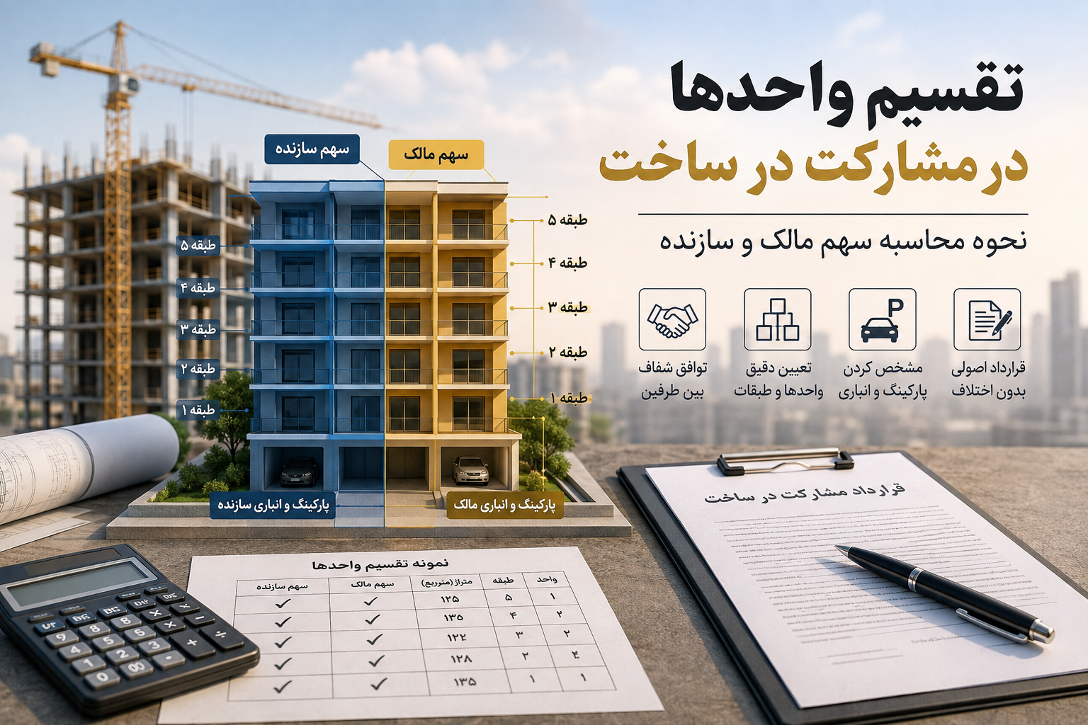 تقسیم واحدها در مشارکت ساخت