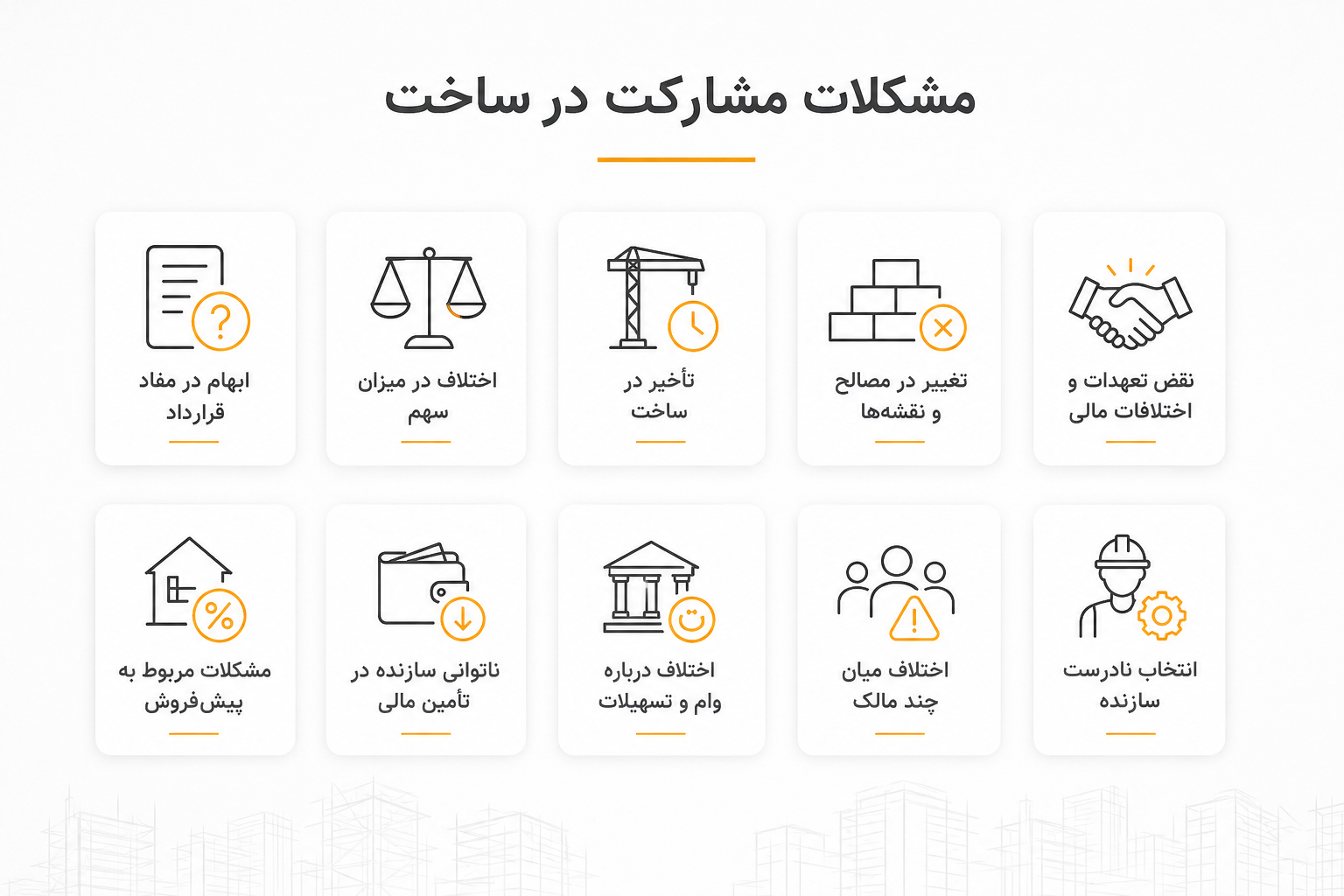 مهم‌ترین مشکلات قراردادهای مشارکت در ساخت